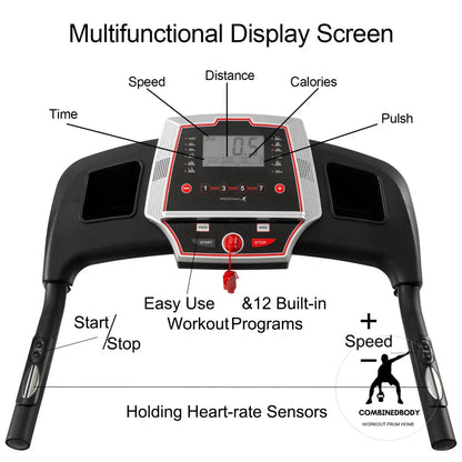 Folding Treadmills For Home - 3.5Hp Portable Foldable With Incline Electric Treadmill Running