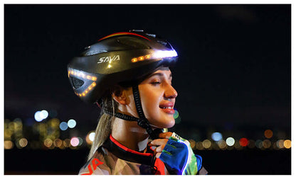 Bicycle helmet with led lights